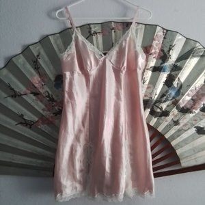 Pink lace mini slip dress